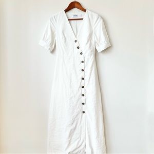 THE EDITOR’S MARKET | BUTTON DOWN FITTED A-LINE MIDI DRESS SUEDED